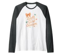 Soft Girl Season Cute Estetica Kawaii Bow Hearts Maglia con Maniche Raglan