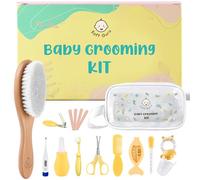Soft Guru Kit per la cura della salute e la toelettatura del bambino | Set regalo essenziale per neonati | Include termometro, tagliaunghie, spazzola morbida e cestello per la doccia del bambino.