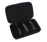 Soft Harmonica Case for 7 Harmonicas, Black Inner Slots Protective Organizer, Padded Carrying Bag for Blanchard Seydel Instruments