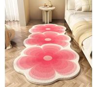 Soft Irregular Flower Pattern Rug for Bedroom, Plush Wavy Edge Floral Floor Mat Non Slip, Cute Scalloped Carpet for Kids Room Nursery and Living Room Decor (D,L (47.2 x 63.0 in))