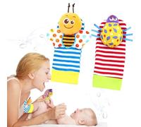 Soft Kids Rattle Socks Set - Plush Stuffed Infant Wrist Foot Toys