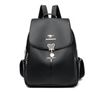 Soft Leather Women'S Backpack Women'S Travel Casual Middle-Aged Large Capacity Shoulder Bag, Black