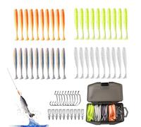 Soft Lure Fishing Kit With Paddle Tail -Realistic Soft Swimbait With Hooks | Paddle Tail SoftBait Fishing Lures - For Crappie Shad Freshwater Saltwater Outdoors Sports Bass Trout Men