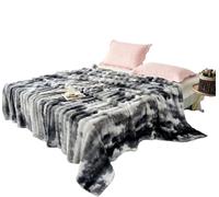 Soft Luxury Faux Fur Bubble Blanket, Thick Warm Cozy Throw Blanket for Couch, Plush Fluffy Blanket for Sofa and Bedroom(Dark gray,King(78.7 * 90.5in))