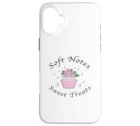 Soft Notes Sweet Treats Coquette Estetica Cupcakes & Rose Custodia per iPhone 16 Plus