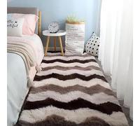 Soft P Tappeto a pelo lungo per soggiorno, antiscivolo, per camera da letto, soffice e moderno, tappeto da comodino a pelo lungo, marrone, 80 x 160 cm, perfetto per spazi accoglienti