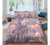 Soft peach bloomsSet Di Copripiumino morbida microfibra 3 Pezzi stampa di 3D con cerniera Vintage garden floral copripiumino con federe traspirante ultra morbido for ragazze Single（135x200cm）