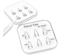 Soft Pencil Tips for Apple Pencil - Anti-Slip Grip, Noise Reduction Stylus Nibs with Paper-Like Damping, 30% Softer Than Original, 360° Shock Absorption Design, Ultra-Soft 2B Silicone Nib (6-Pack)