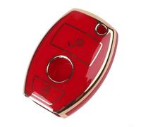 Soft per tpu Key Cover for per mercedes 2 Button per Black per tpu Car Key Case for per benz GLK per gla W176 Grey Protective Key Shell for per mercedes C Class W205 Red 2 Button Key Cover for (Red)