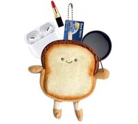 Soft Plush Pouch, Decorative Keychain Bag with Cute Style Design, 4.72x1.18x5.12 inches Mini Storage Holder with Easy Carry Function, Fabric Charm with Clip Attachment, Cartoon Toast Keyring for Small