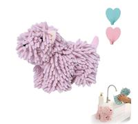 Soft Puppy-Themed Chenille Hand Towel, Chenille Hand Towels for Bathroom with Hanging Loop - Super Absorbent Quick Dry Fuzzy Ball Towel, Quick Drying Bathroom & Kitchen Towel for Kids & Adults (A)