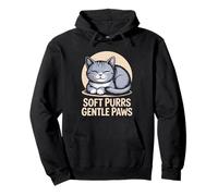 Soft Purrs Gentle Paws Cat Lovers Feline Pet Meow Love Cats Felpa con Cappuccio