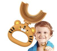 Soft Silicone Brush, U-Shaped Kids Toothbrush, Cartoon Tiger Design, 360° Head Whole Gentle & Manual, Mouth Cleaning For Training, Oral Care, Cavity Prevention, (Ages 2-6)