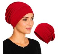 Soft Stretch Turban Beanie for Women, Milk Silk Full Coverage Head Wrap, Chemo Sleep for Hair Loss, Anti Slip Hijab Undercap (Burgundy)