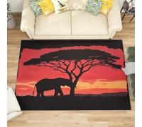Soft Touch Tappeto Salotto Pelo Corto 180x240 cm, Moderno Tappeto Rosso Antiscivolo Lavabile per Camera da Letto, Ingresso - Silhouette di Un Grande Albero Al Crepuscolo Antivegetativa Tappeti