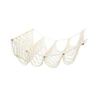 Soft Toy Organizer, Boho Plush Storage, 47.24x20.47 Inches Net with Cotton Rope, Multi-Layer Holder Wooden Design, Hanging Hammock with Natural Style, Toy Storage for Bedroom and Playroom