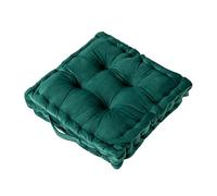 Soft Velvet Floor Cushion 38CM | Square Decorative Pillow for Living Room Sofa Chair Yoga | Dark Green Throw Pillow Comfortable Seating Home Decor
