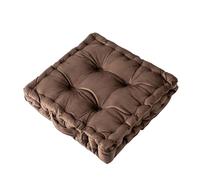 Soft Velvet Square Floor Cushion 38CM Decorative Throw Pillow for Living Room Sofa Chair Yoga Floor Seating - Brown