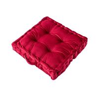 Soft Velvet Square Floor Cushion 38CM Decorative Throw Pillow for Living Room Sofa Chair Yoga Floor Seating - Stylish Red Accent Pillow
