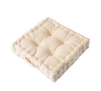 Soft Velvet Square Floor Cushion 38CM Plush Throw Pillow for Living Room Sofa Chair Yoga Decorative Seat Cushion (Beige) - Comfortable Home Decor.