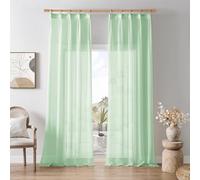 Softalker Tenda in voile verde, 245 x 140 cm, trasparente, 2 pezzi, corte, tendine a fettuccia arricciata, per soggiorno, finestre, decorazioni per interni esterni, finestre, camera da letto, cucina