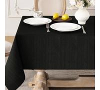 Softalker Tovaglia antimacchia nera 100 x 140 cm,rettangolare,impermeabile,texture in lino,tovaglie moderno decorazione per Natale,feste,compleanni,esterni,giardino,Capodanno,inverno,balcone