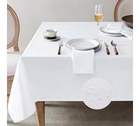Softalker Tovaglia Bianca Rettangolare 140x240 cm 12 Posti Antimacchia Poliestere 210GSM Idrorepellente Resistente All'Acqua per Da Esterno,Matrimoni,Compleanni,Cene In Famiglia,Picnic,Cucina