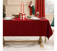Softalker Tovaglia Natalizia Rossa Rettangolare 140 x 320 cm Antimacchia e Lavabile, Resistente e Facile da Pulire, per Tavola Grande, Cena di Natale, Decorazione Natalizia, Compleanno