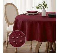 Softalker Tovaglia Natalizia Rotonda 140 cm Diametro antimacchia per 1-3 Posti Rossa Tovaglia idrorepellente Tovaglie elegante per Natale,Esterno,Capodanno,Compleanno,Ristorante,Caffè,Feste,Christmas