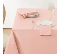 Softalker Tovaglia Rettangolare 240x140 cm Rosa Antimacchia con Texture in Lino, Impermeabile, Elegante e Moderna, Tovaglia per 8-10 Posti per Esterni, Feste di Compleanno, Conferenze, Bambina