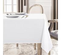 Softalker Tovaglia Rettangolare Bianca 100x140 cm Antimacchia con Texture in Lino, Impermeabile, Elegante e Moderna, Tovaglia per 4 Posti, Perfetta per Feste, Compleanni, Esterni, Giardino