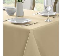 Softalker Tovaglia rettangolare in jacquard lucida e minimalista, resistente all'acqua, anti-pieghe, lavabile, per cene, feste, vacanze, 132 x 178 cm, beige