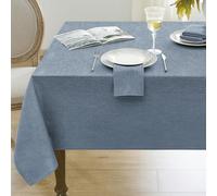 Softalker Tovaglia rettangolare strutturata in lino e iuta, impermeabile, facile da pulire, antimacchia, antipiega, per cucina, sala da pranzo, feste di Natale, da 132 x 178 cm, blu denim