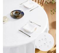 Softalker Tovaglia Rotonda 120 cm Diametro Bianca Tovaglie antimacchia con motivo a righe Jacquard Tovaglie Elegante Protettiva da Tavolo per Festa di Compleanno Cucina natalizia, 1-3 posti, 1 Pezzo