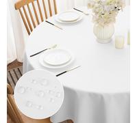 Softalker Tovaglia Rotonda Antimacchia 120 cm Bianca Elegante Tovaglie in Poliestere 210 GSM da Esterno Impermeabile per Protezione Moderna Tavolo per Autunnale,Natalizia, Feste, Compleanno,Matrimonio