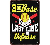 Softball 3rd Base The Last Line Of Defense Targhe metalliche Vintage Bar Bagno Cucina Uomo Caverna Giardino Scuola Regalo 20,3 x 30,5 cm