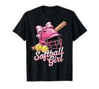 Softball Coquette Bow Cute Pink Ball Game Player Maglietta