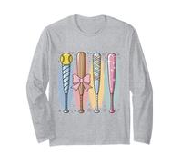Softball Coquette Brushstroke Softball Bat Softball Mom Maglia a Manica