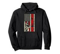 Softball Dad Vintage American Flag Birthday Father's Day Felpa con Cappuccio