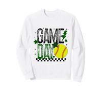 Softball Game Day Ragazze Softball Player Nero & Verde da Donna Felpa