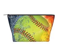 Softball giallo, Borsa da toilette Borsa per trucco Borsa per cosmetici Borsa da toilette da viaggio portatile