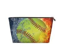 Softball giallo, Borsa per il trucco Borsa per cosmetici Borsa da toilette da viaggio portatile Borsa da toilette