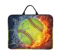 Softball giallo, Custodia per laptop da 14 pollici, borsa per notebook, custodia per laptop, valigetta con maniglia