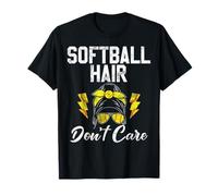 Softball Hair Don't Care Disordinato Bun Softball Amante Giornata del Gioco Maglietta