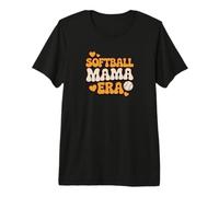 Softball Mama Era Retro Groovy Baseball Mom Vibes Love Cute Maglietta Premium
