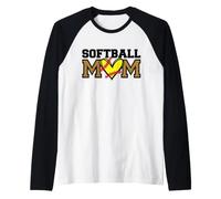 Softball Mamma Leopardo Divertente Mammina Festa Ragazza Maglia con Maniche Raglan