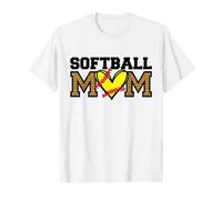 Softball Mamma Leopardo Divertente Mammina Festa Ragazza Maglietta