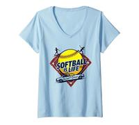 Softball Mom Life: Io Sono Solo l'autista Maglietta con Collo a V, Donna, Celeste, S