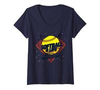 Softball Mom Life: Io Sono Solo l'autista Maglietta con Collo a V, Donna, Navy, XL