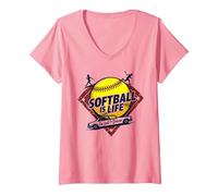 Softball Mom Life: Io Sono Solo l'autista Maglietta con Collo a V, Donna, Rosa, S
